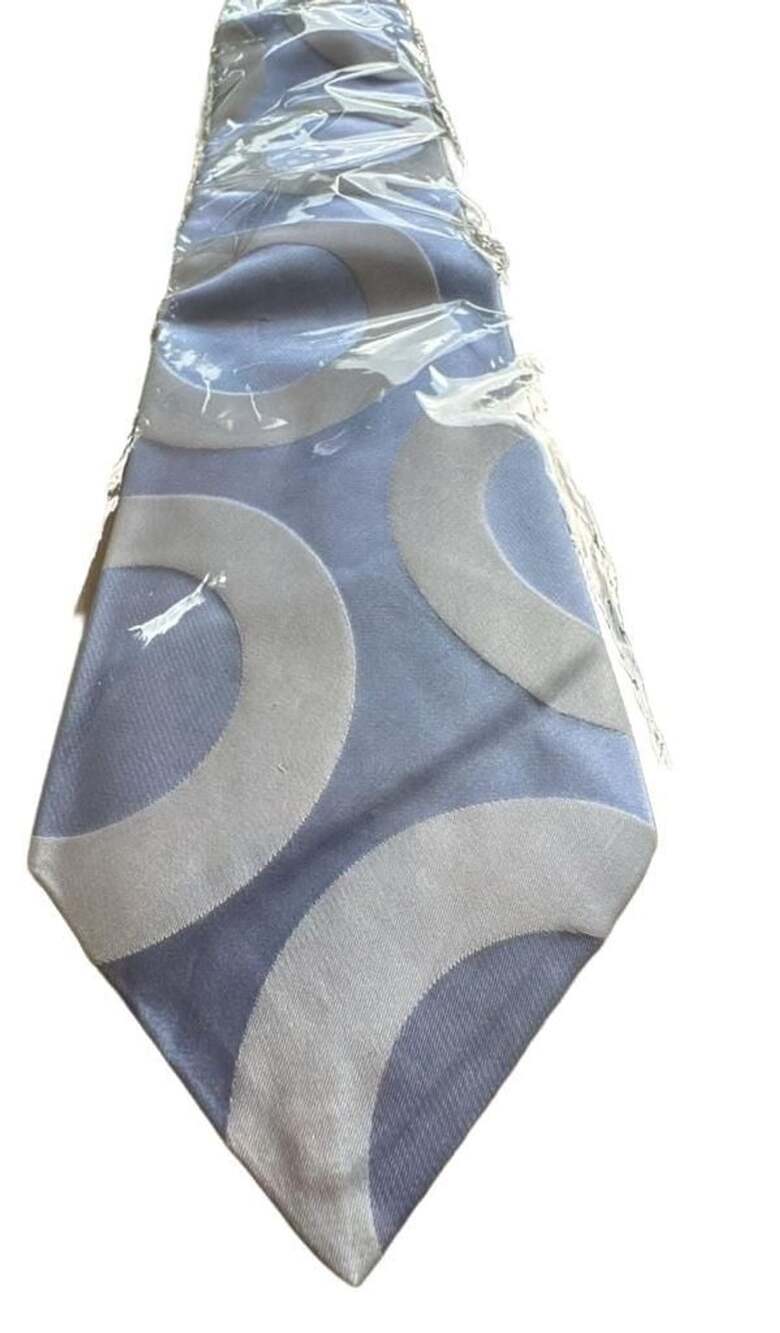 Vintage Ted Baker London Silk Necktie Blue Geometric Circles